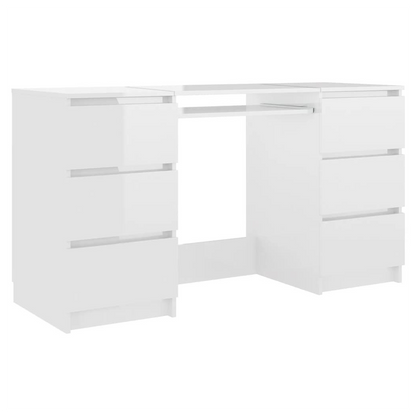 vidaXL Writing Desk High Gloss White 140x50x77 cm Engineered Wood V0671187005