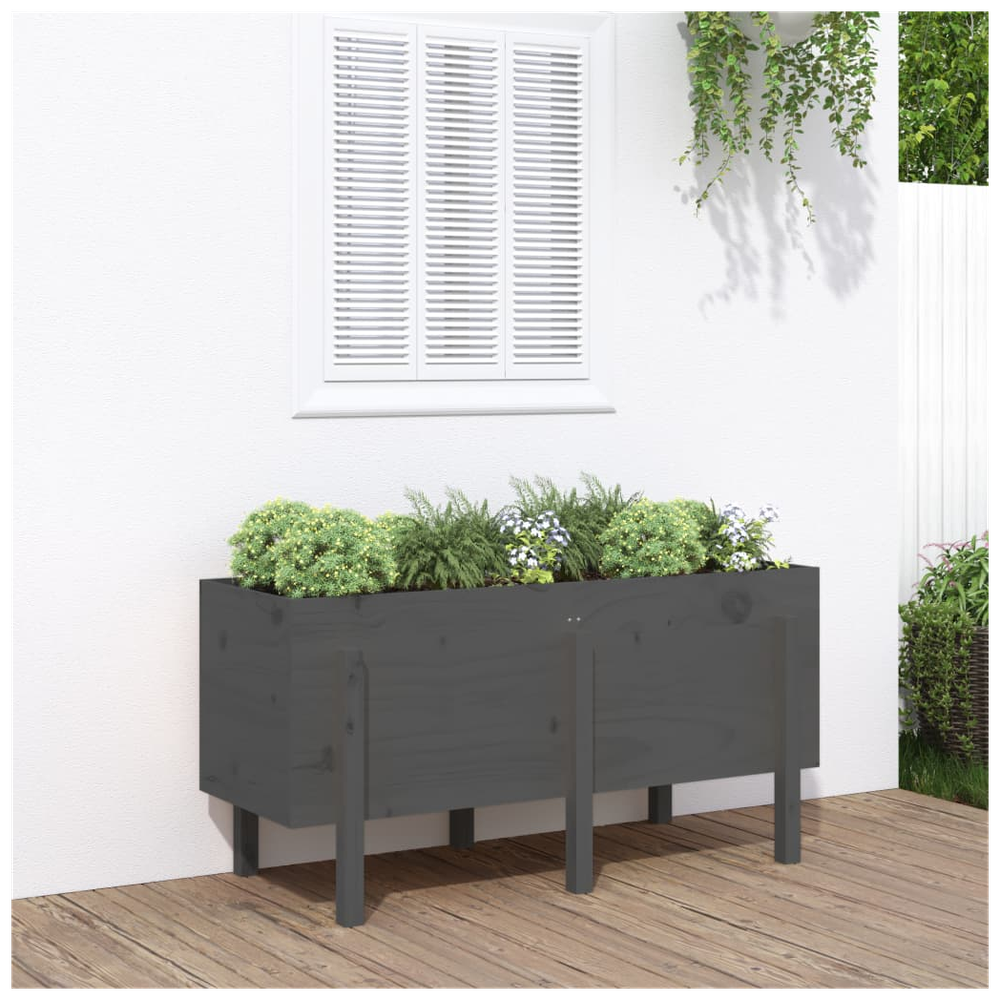 vidaXL Garden Raised Bed Grey 121x50x57 cm Solid Wood Pine S0671357986