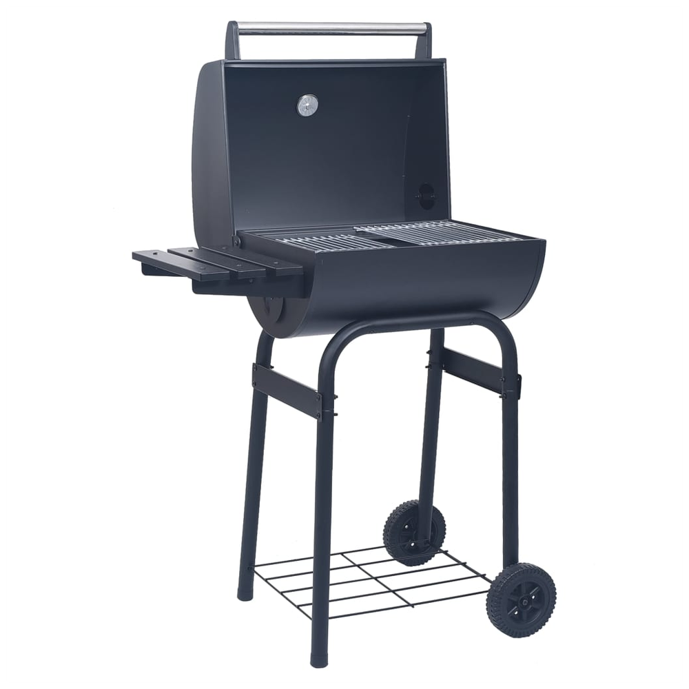 vidaXL Charcoal BBQ Grill Smoker with Bottom Shelf Black S0671350525