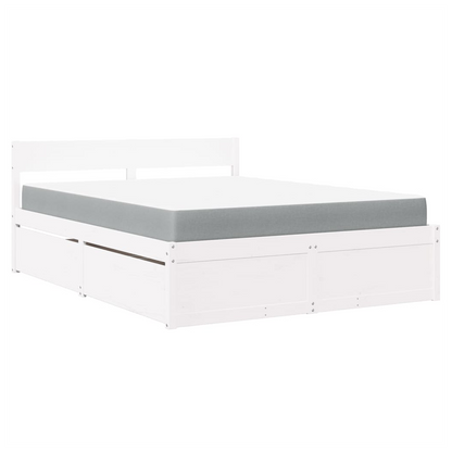 vidaXL Bed with Drawers and Mattress White 140x200 cm Solid Wood Pine S0671489520