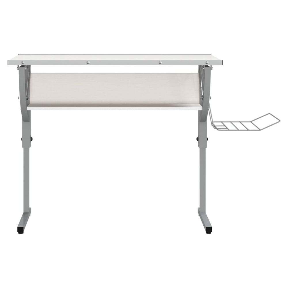 vidaXL Craft Desk White&Grey 110x53x(58-87) cm Engineered Wood&Steel V0671191938