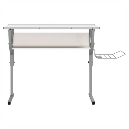 vidaXL Craft Desk White&Grey 110x53x(58-87) cm Engineered Wood&Steel V0671191938