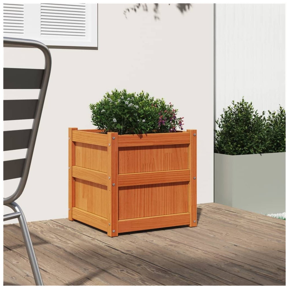 vidaXL Garden Planter Wax Brown 50x50x50 cm Solid Wood Pine S0671394891