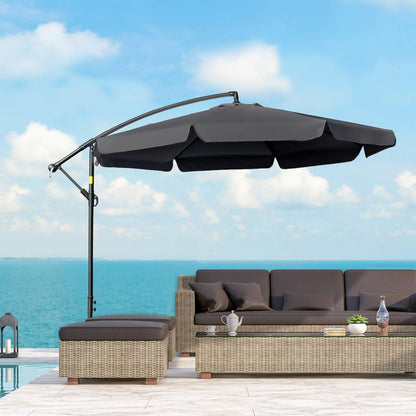 2.7m Garden Cantilever Banana Parasol Sun Shade w/ Crank, Black S0671149090