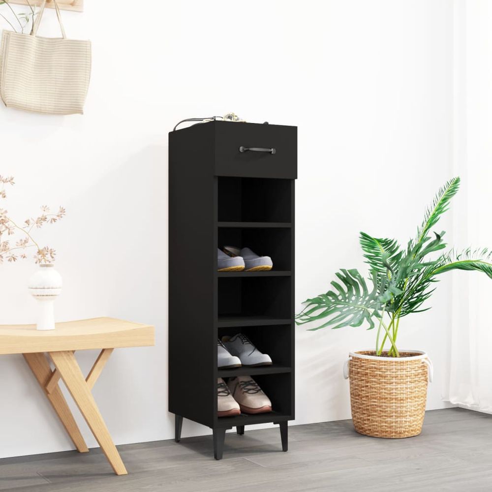 Shoe Cabinet Smoked Oak 30x35x105 cm Engineered Wood S0671161034