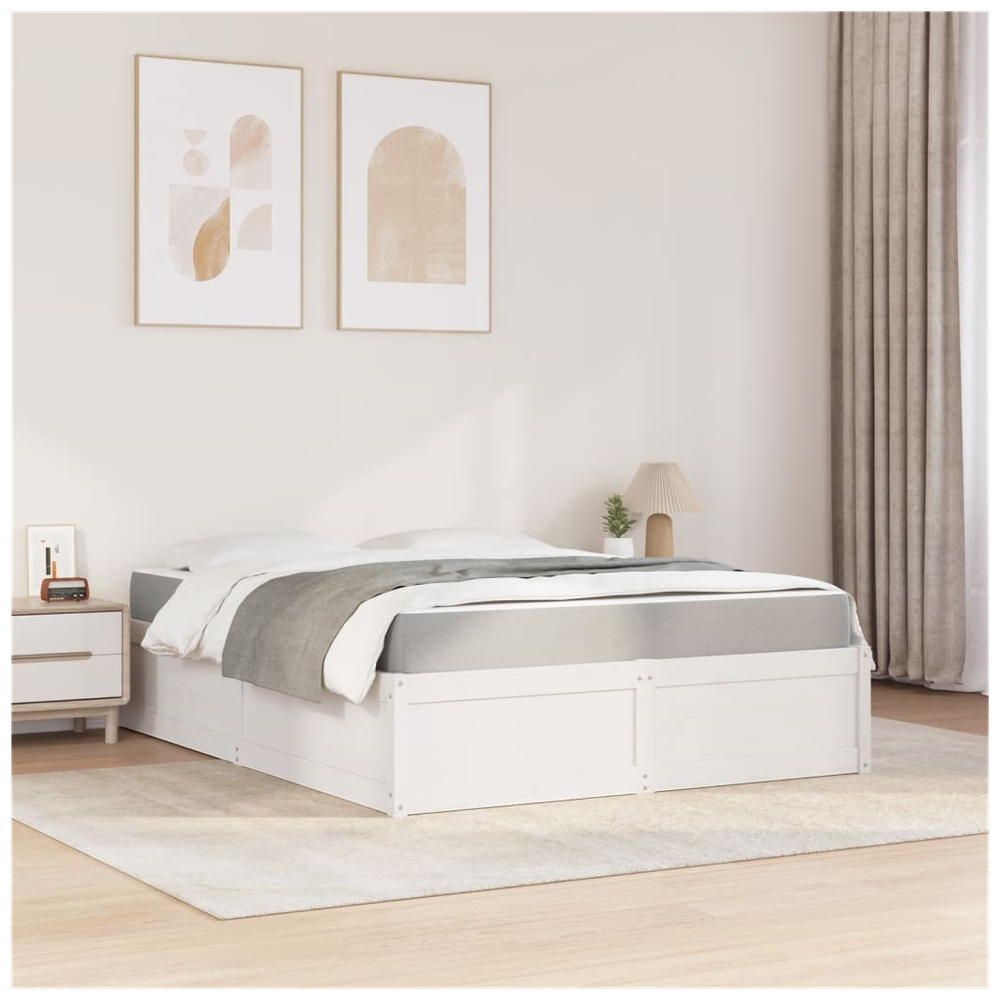 vidaXL Bed with Mattress White 140x200 cm Solid Wood Pine S0671489428