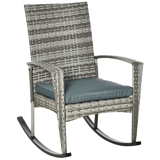 Rattan Rocking Chair Rocker with Cushion - Light Grey S0671072352