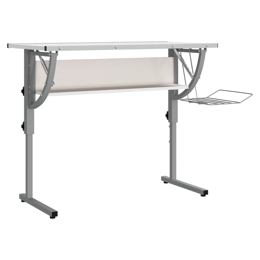 vidaXL Craft Desk White&Grey 110x53x(58-87) cm Engineered Wood&Steel V0671191938