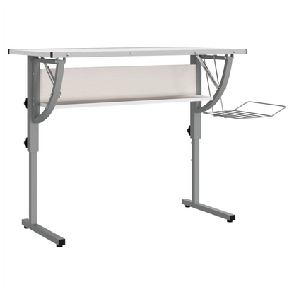 vidaXL Craft Desk White&Grey 110x53x(58-87) cm Engineered Wood&Steel V0671191938