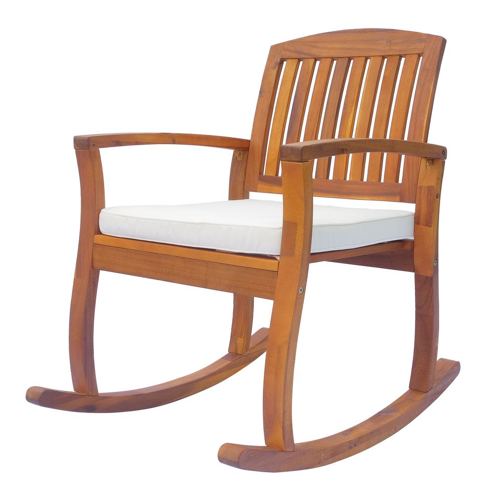 Outsunny Rocking Chair Porch Slat Cushion Acacia Hardwood Deck Indoor Outdoor S0671121910