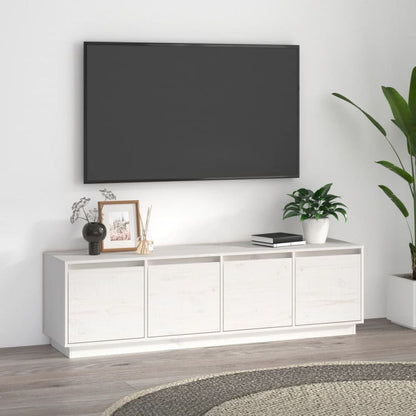 vidaXL TV Cabinet White 156x37x45 cm Solid Wood Pine V0671393286