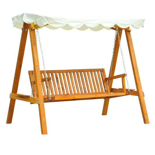 3-Seater Wooden Garden Swing Chair Seat Bench V067942059