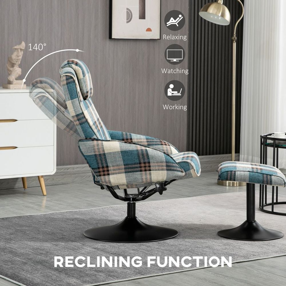 Swivel Armchair with Footstool and Adjustable Backrest Multicolour S0671217713