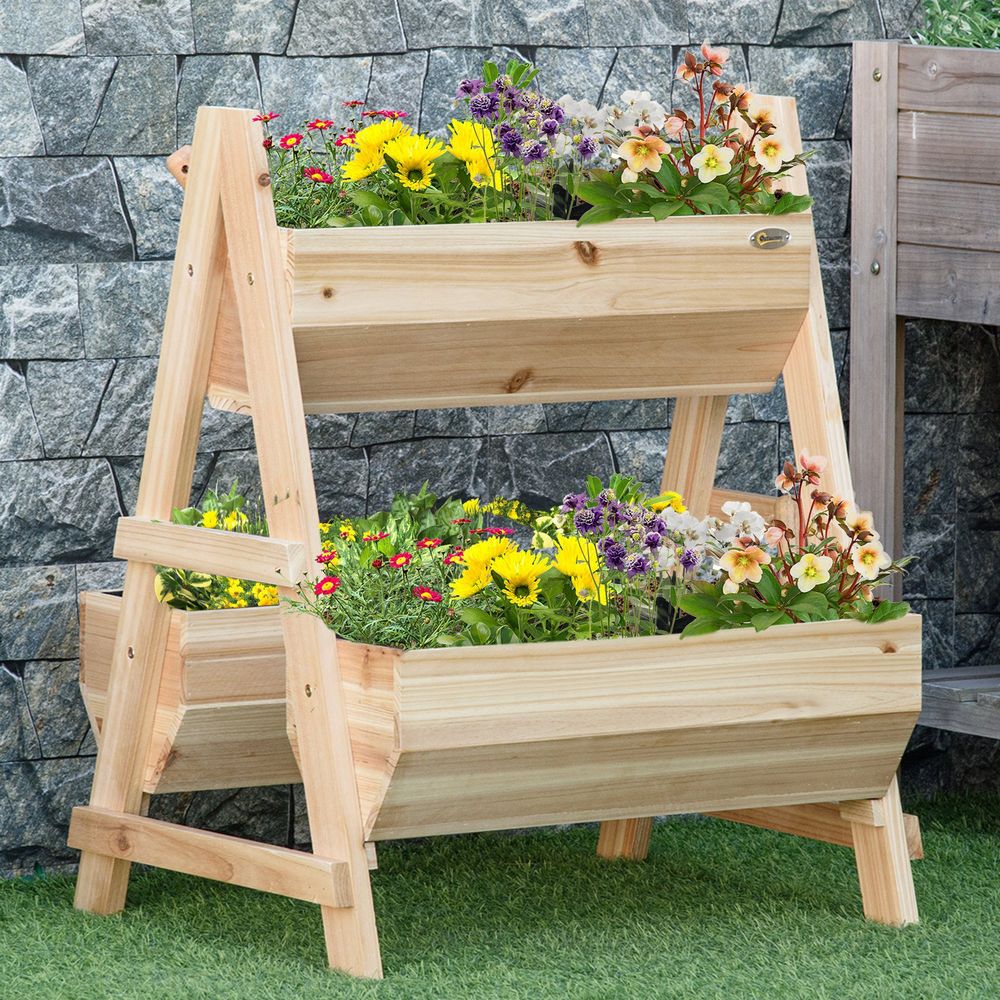 Wood Raised Garden Bed Planter Box with Stand S067941699