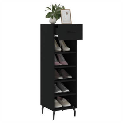 vidaXL Shoe Cabinet Black 30x35x105 cm Engineered Wood S0671260528