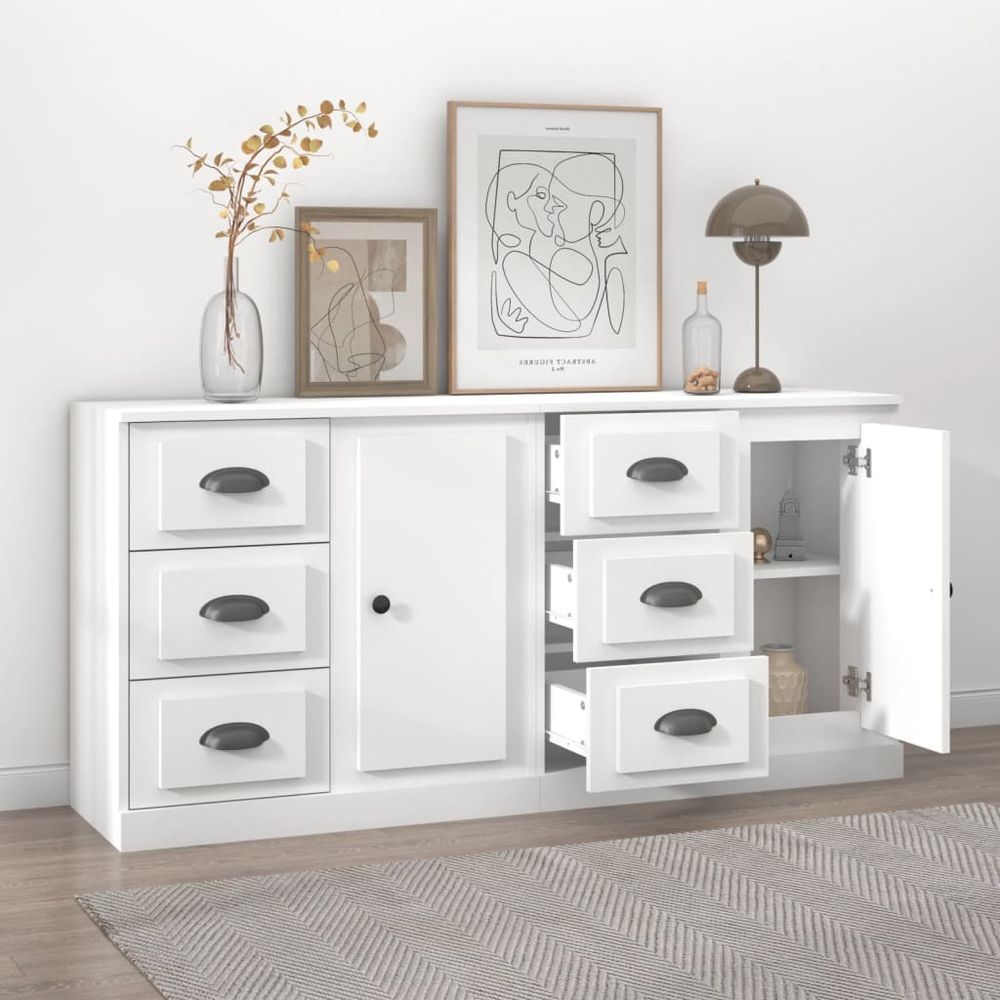 Sideboards 2 pcs White Engineered Wood V0671210583