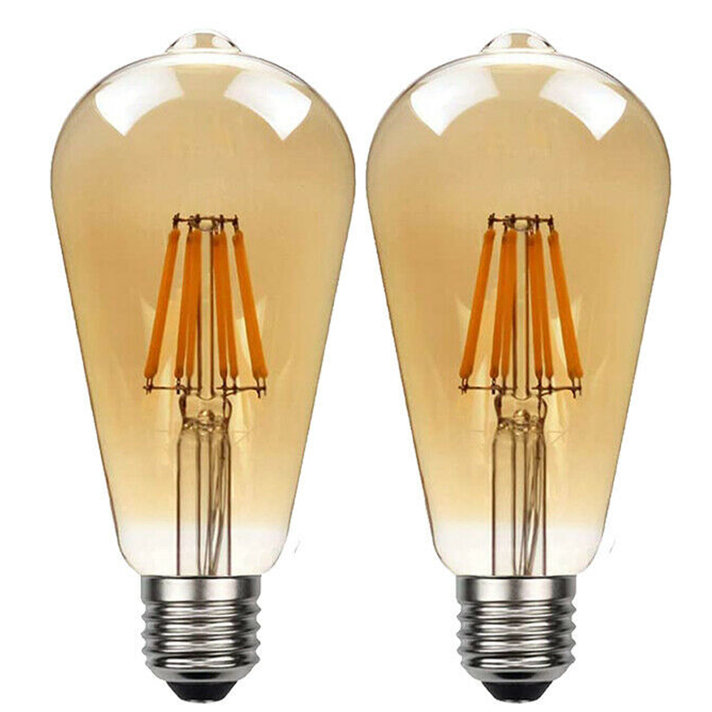 2Pack E27 LED Edison Dimmable Vintage Amber Glass Warm white 2700K Light Bulb S0671114263