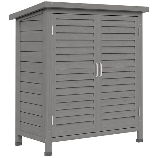 Garden Shed Wooden 2 Door Unit Solid Fir Wood 87x46.5x96.5cm, Grey S0671071921