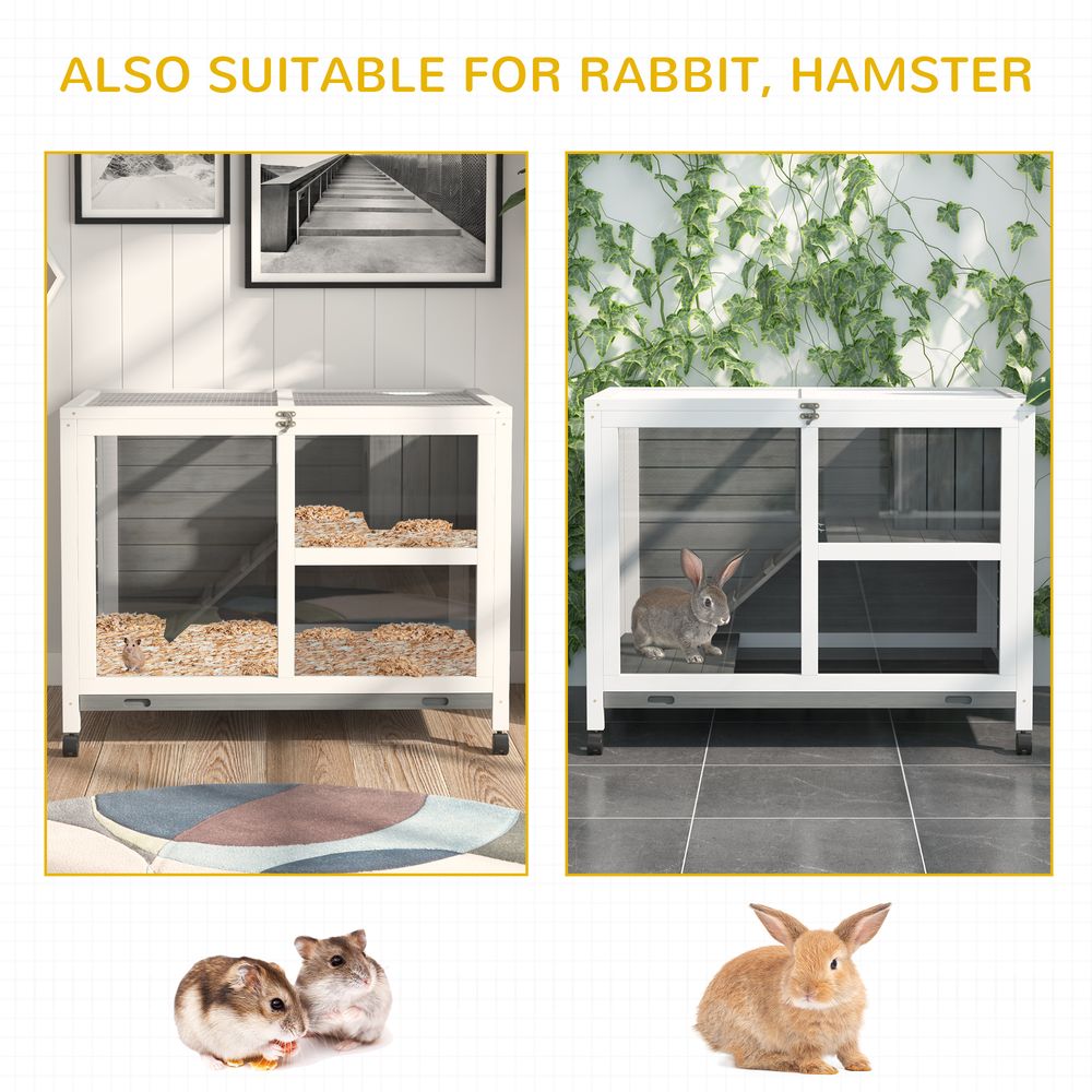 Wood Rabbit Hutch Bunny Cage Pet House Indoor W/ Tray Ramp, Grey Pawhut S0671081276