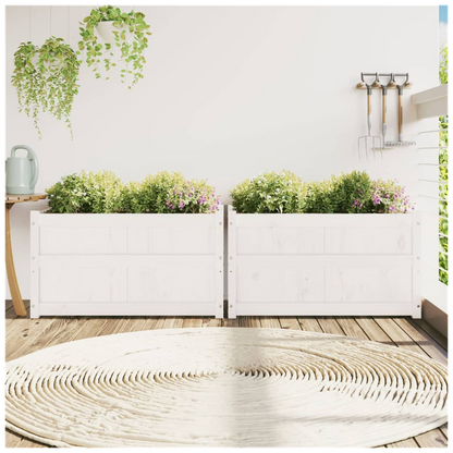 vidaXL Garden Planters 2 pcs White Solid Wood Pine S0671383058