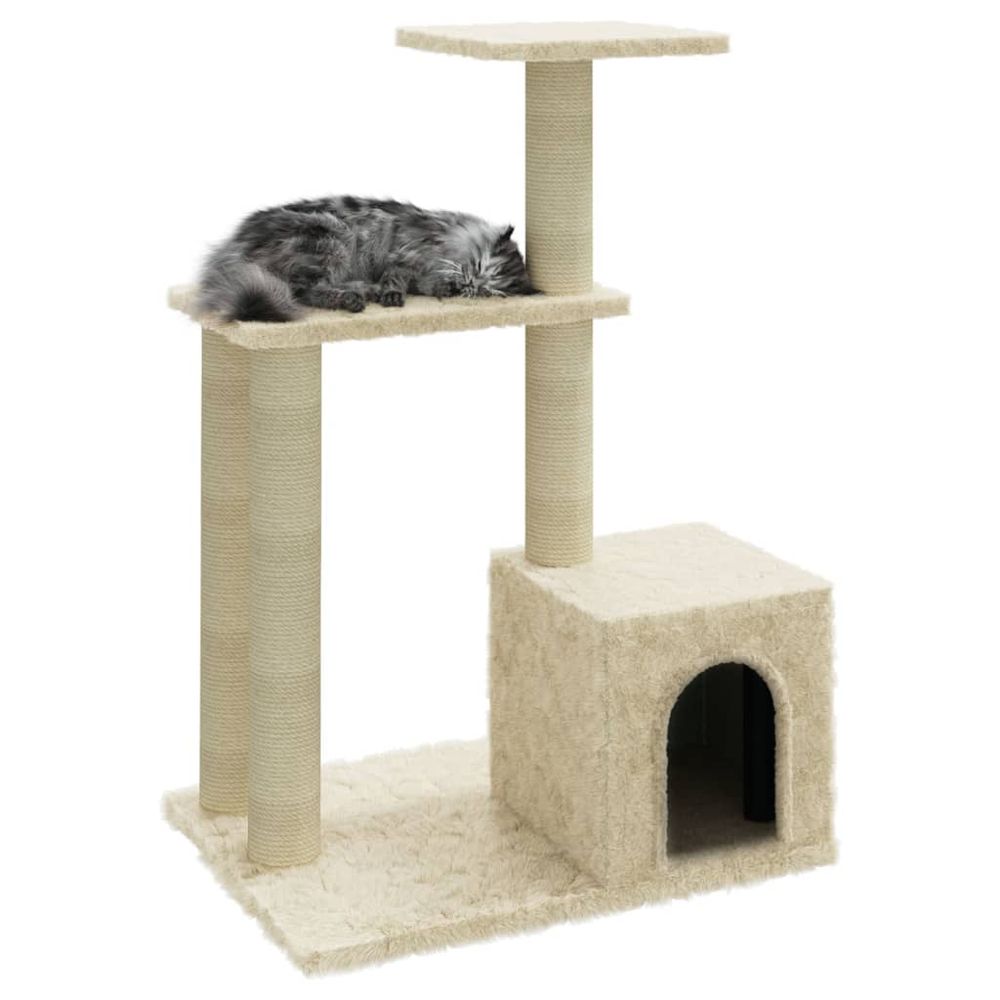 Cat Tree with Sisal Scratching Posts Cream 71 cm V067940236