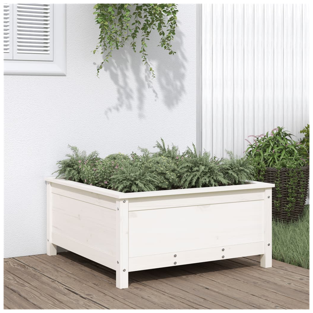 vidaXL Garden Planter White 82.5x82.5x39 cm Solid Wood Pine S0671357748