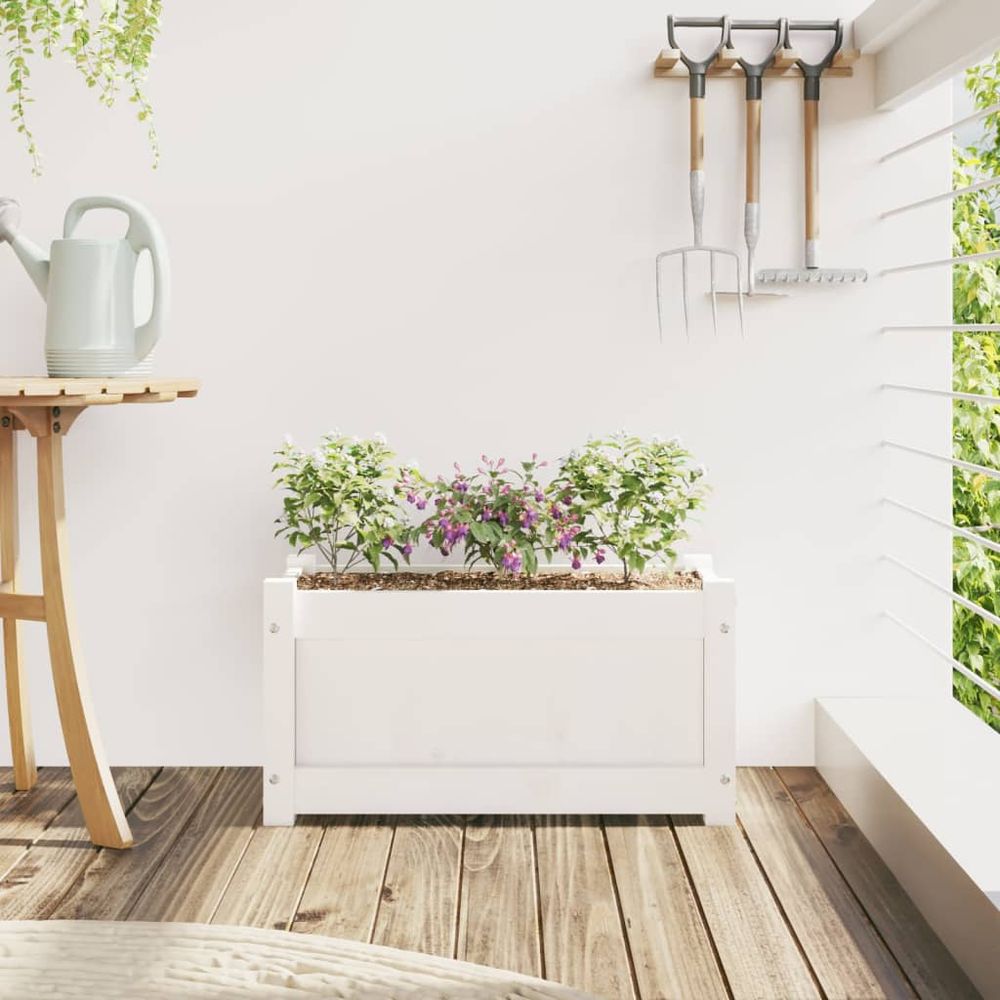 vidaXL Garden Planter White 60x31x31 cm Solid Wood Pine S0671388133