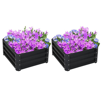 Outsunny Set of 2 Raised Garden Bed Galvanised Planter Box Easy Setup Grey S0671391670