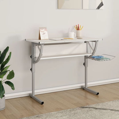 vidaXL Craft Desk White&Grey 110x53x(58-87) cm Engineered Wood&Steel V0671201855