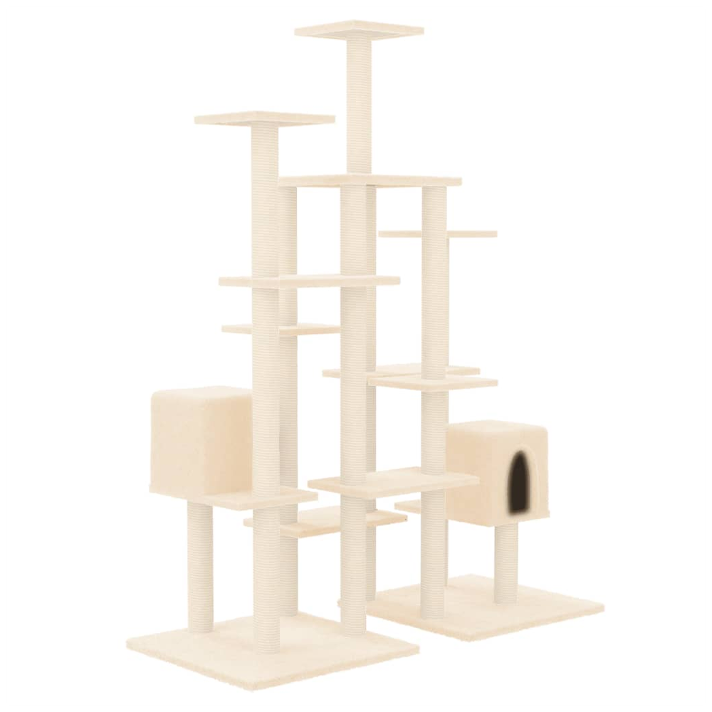 vidaXL Cat Tree with Sisal Scratching Posts Cream 145 cm S0671097567