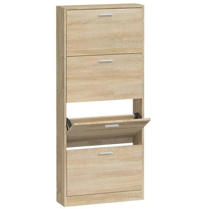 Shoe Cabinet Oak 59x17x150 cm Engineered Wood S0671093572