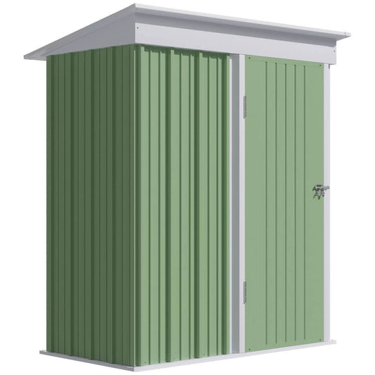 Outsunny Steel Garden Shed, Small Lean-to Shed for Bike Tool, 5x3 ft, Green S0671121871