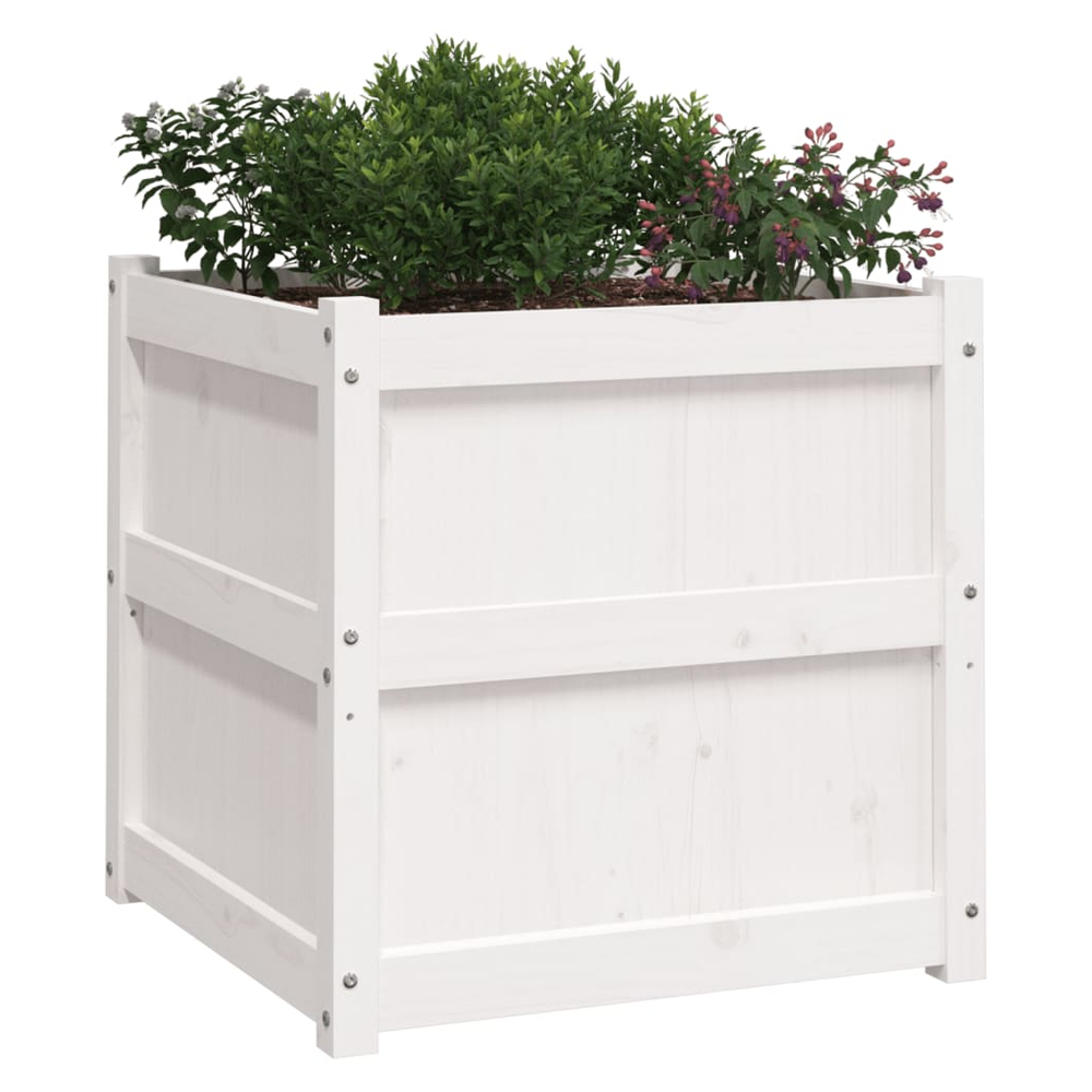 vidaXL Garden Planter White 60x60x60 cm Solid Wood Pine S0671384856