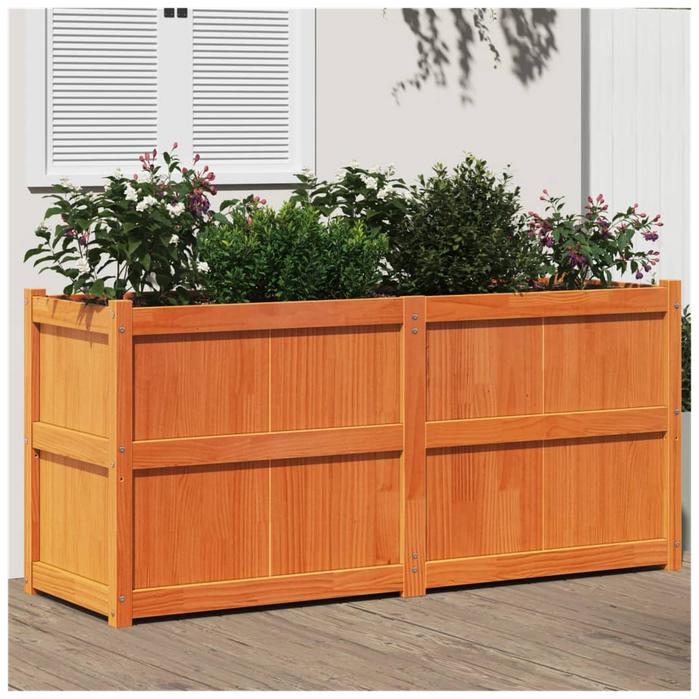 vidaXL Garden Planter Wax Brown 150x50x70 cm Solid Wood Pine S0671394904