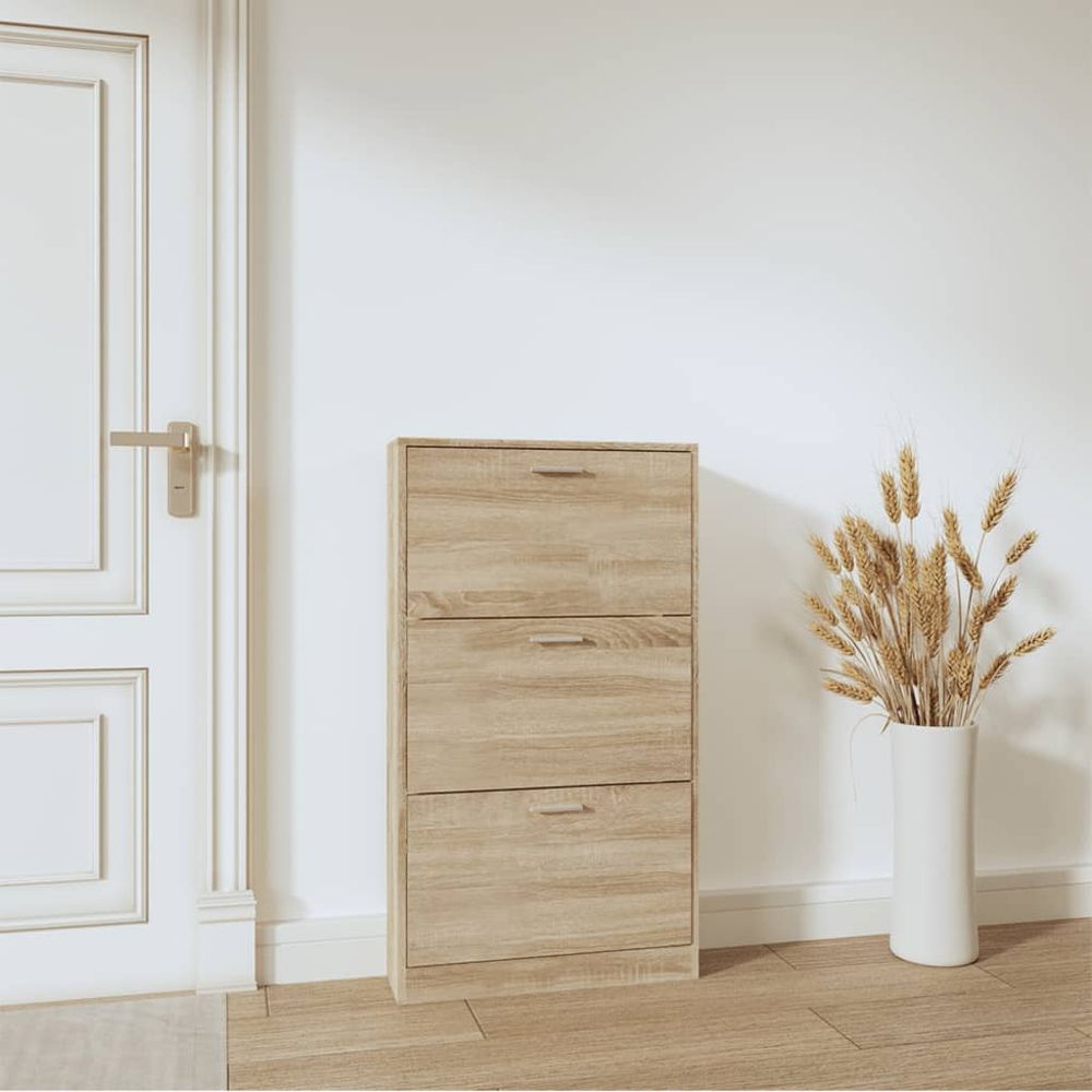 Shoe Cabinet Oak 59x17x108 cm Engineered Wood S0671092958