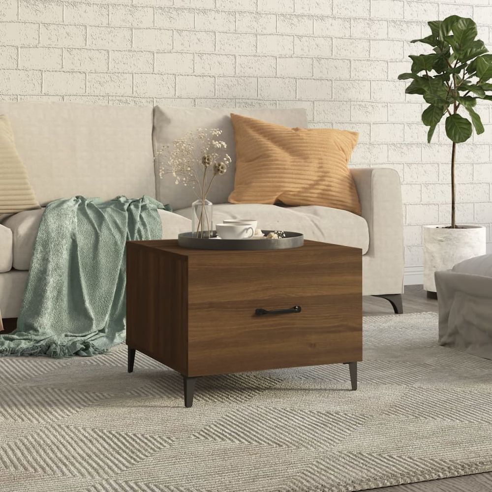 vidaXL Coffee Table with Metal Legs Sonoma Oak 50x50x40 cm S0671160562