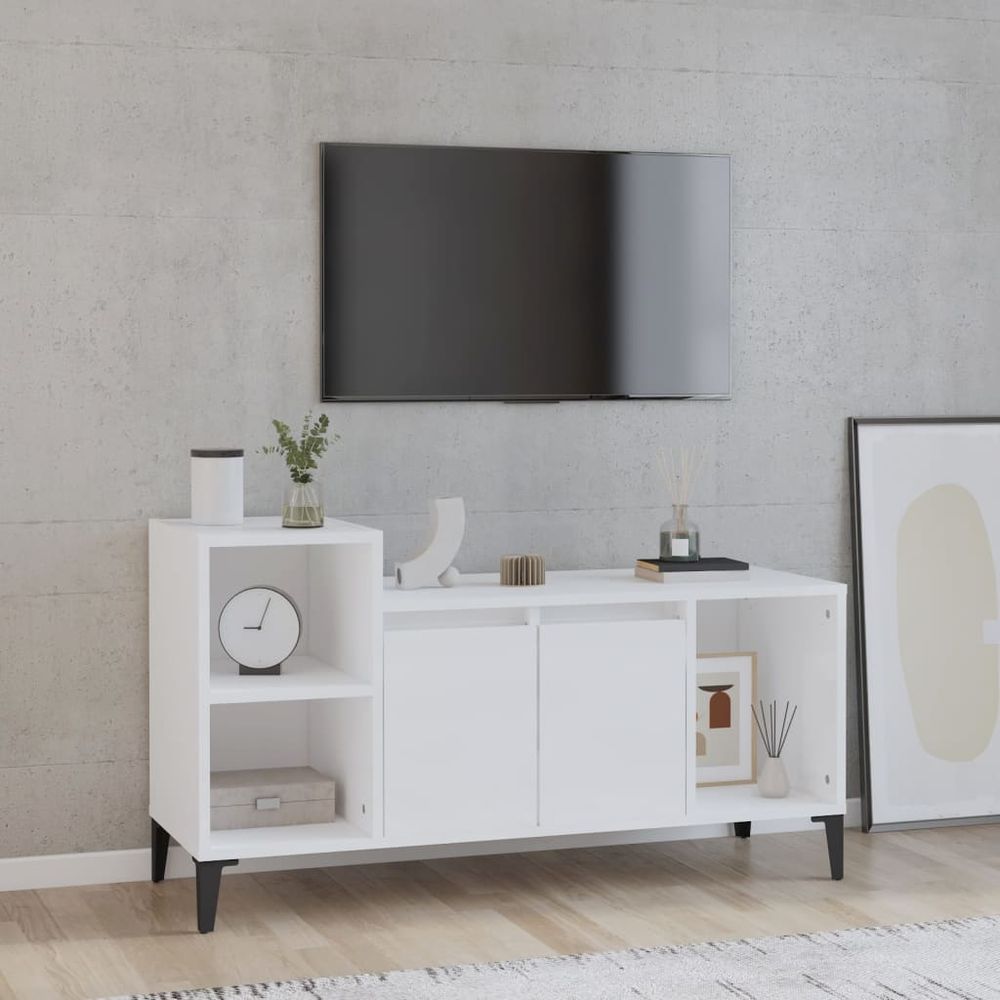 vidaXL TV Cabinet White 100x35x55 cm Engineered Wood S0671092818