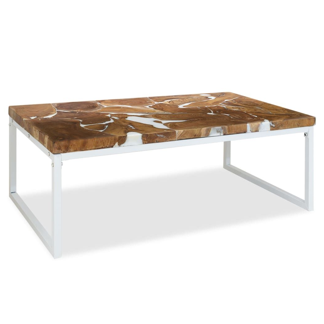 vidaXL Coffee Table Teak Resin 110x60x40 cm White and Brown V069817681