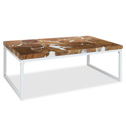 vidaXL Coffee Table Teak Resin 110x60x40 cm White and Brown V069817681