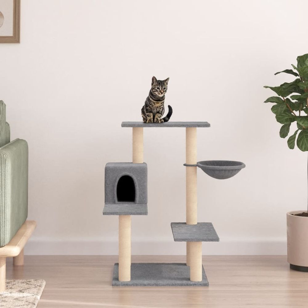 vidaXL Cat Tree with Sisal Scratching Posts Light Grey 82.5 cm S0671260687