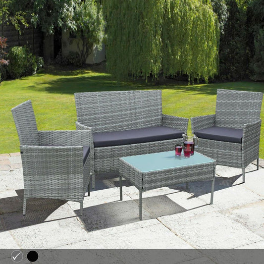 4 Piece Rattan Outdoor Furniture Garden Sofa Set V0671029832