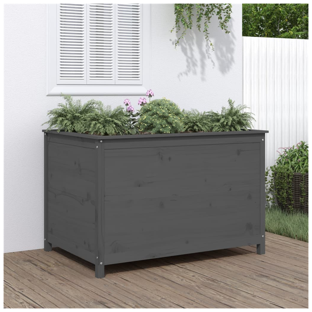 Garden Raised Bed Grey 119.5x82.5x78 cm Solid Wood Pine S0671357995