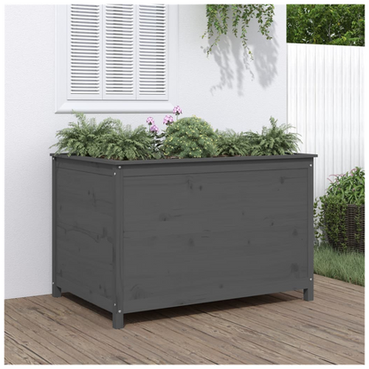 Garden Raised Bed Grey 119.5x82.5x78 cm Solid Wood Pine S0671357995