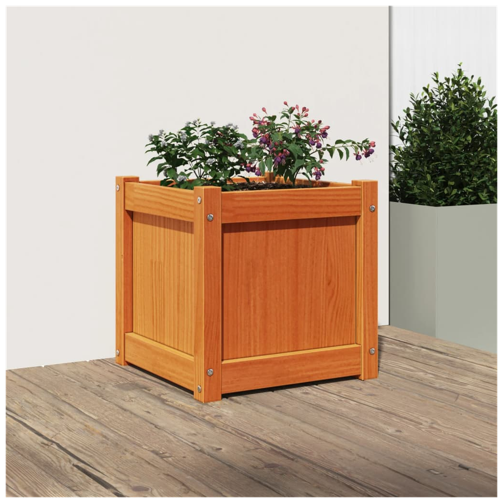 vidaXL Garden Planter Wax Brown 40x40x40 cm Solid Wood Pine S0671394890