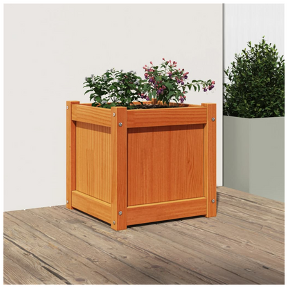 vidaXL Garden Planter Wax Brown 40x40x40 cm Solid Wood Pine S0671394890