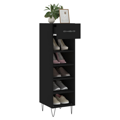 vidaXL Shoe Cabinet Black 30x35x105 cm Engineered Wood S0671259970