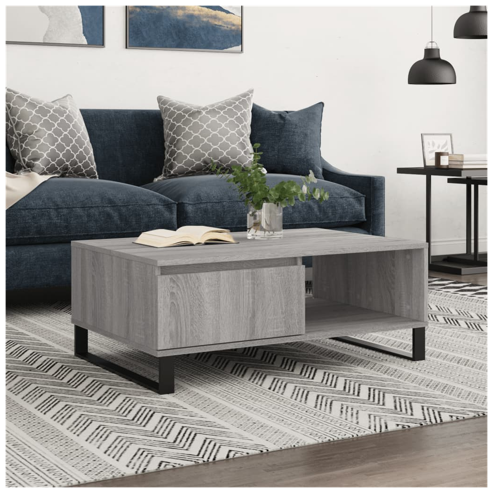 vidaXL Coffee Table Grey Sonoma 90x60x35 cm Engineered Wood S0671256775