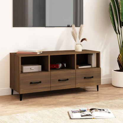 vidaXL TV Cabinet Smoked Oak 102x35x50 cm Engineered Wood S0671162114