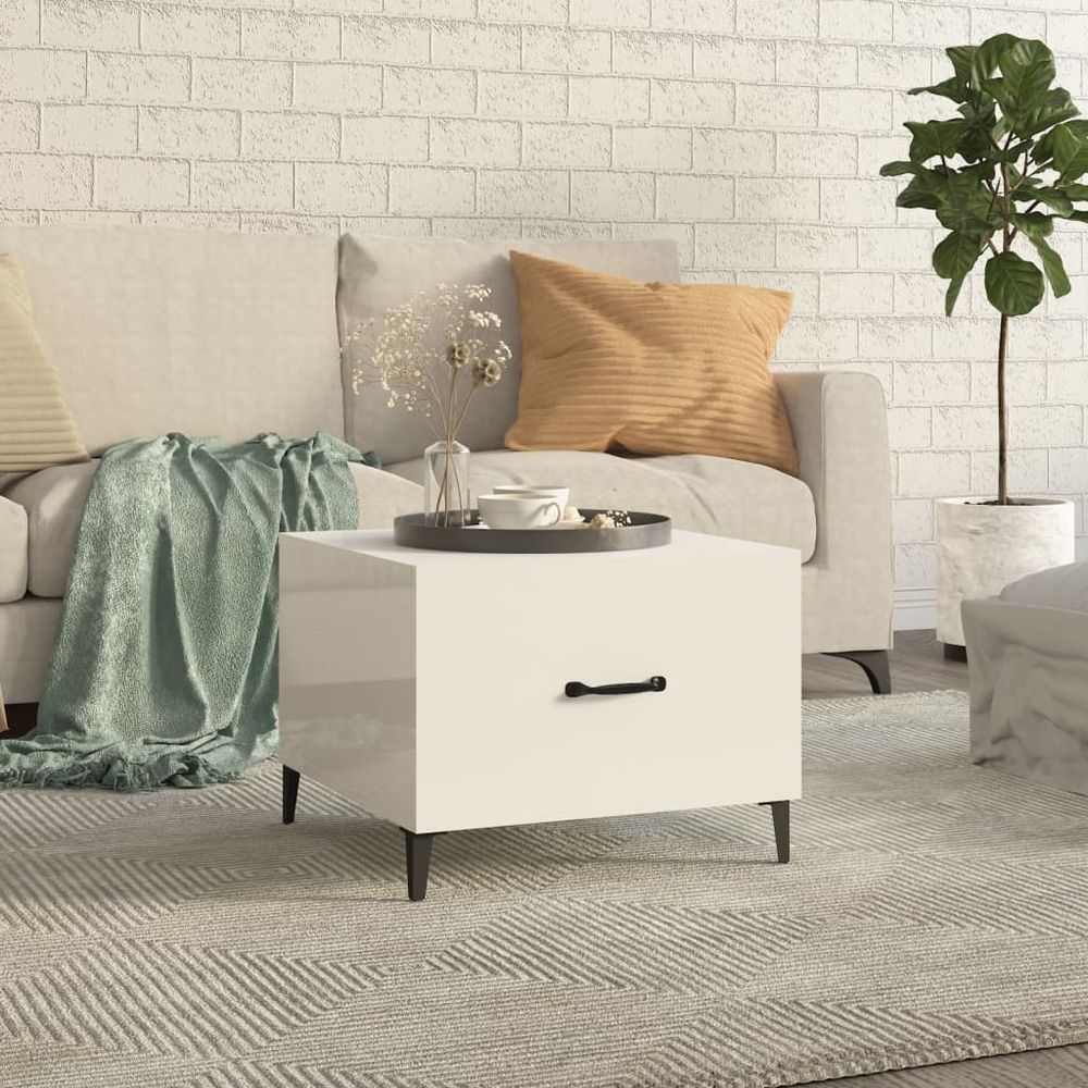 vidaXL Coffee Table with Metal Legs Sonoma Oak 50x50x40 cm S0671162388