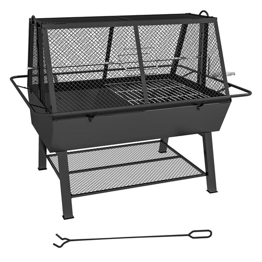 Outsunny 3-in-1 BBQ Rotisserie Grill Roaster Fire Pit for Outdoor Picnic Camping S0671433367